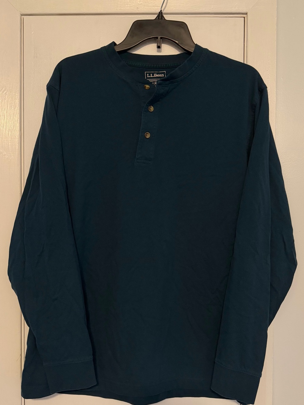 L.L. Bean Men's Long-Sleeve Henley in Deep Teal Blue